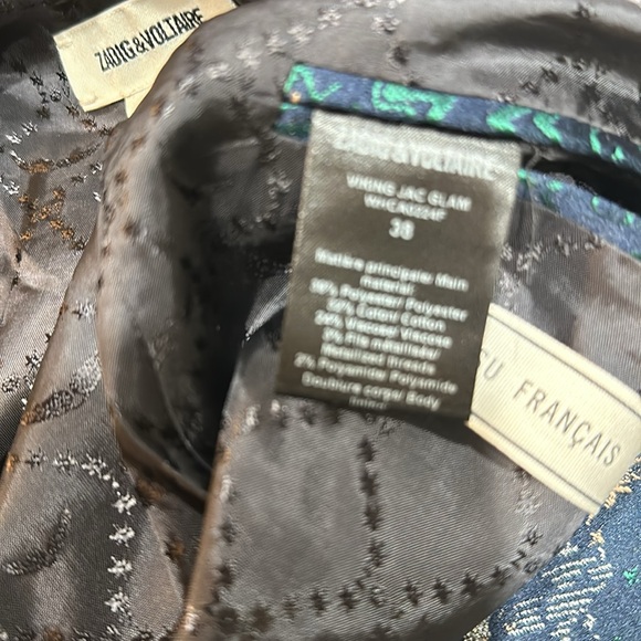 Zadic & Voltaire Navy - size 36 ZADIG & VOLTAIRE
Printed Notch Lapel Jacket - Picture 11 of 13